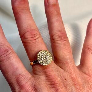 Gold Crystal Pavé Cocktail Ring sz 7.5